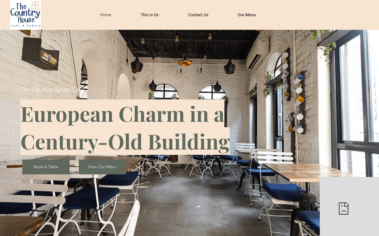The Country House Cafe website screenshot